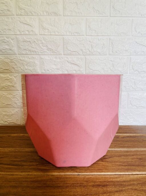 Large Pink Garden Pot with Pentagonal Design - 9.5 x 12 inches, Ideal for Indoor and Outdoor Use