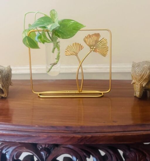 Metal & Glass Tube Desk Planter