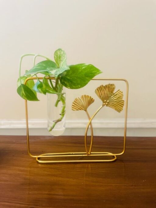 Metal & Glass Tube Desk Planter